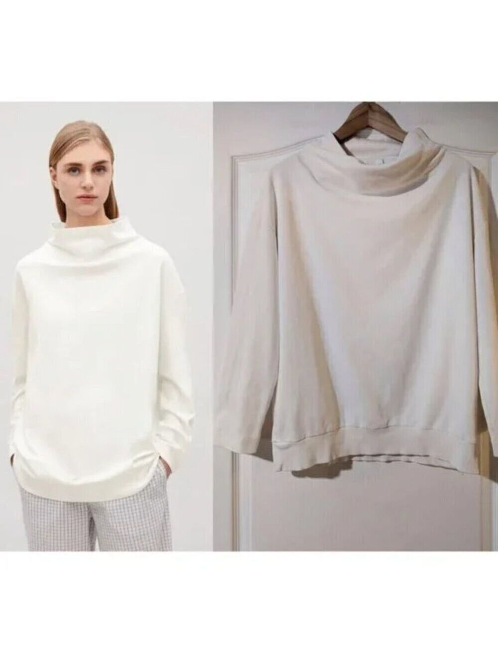 COS | Draped Neck Sweatshirt in White